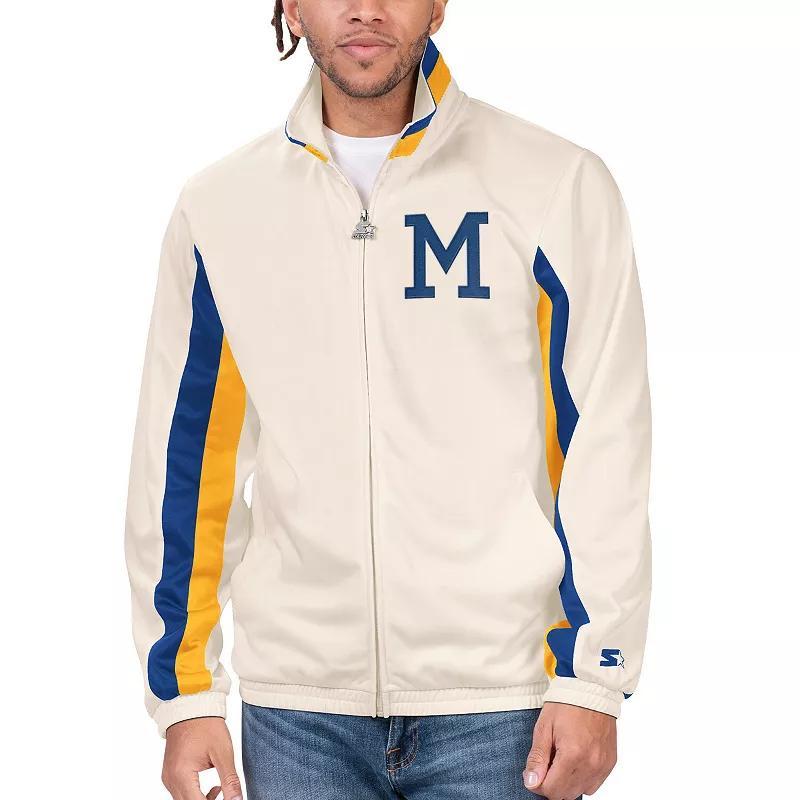 Mens Starter Cream Milwaukee Brewers Rebound Cooperstown Collection Full-Zip Track Jacket Product Image