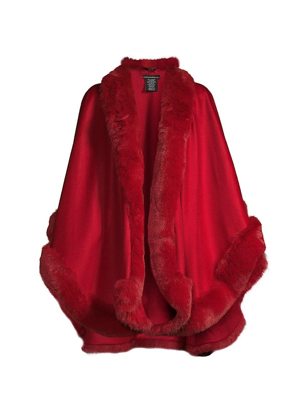 Sofia Cashmere Faux Fur Trim Cashmere Cape Product Image