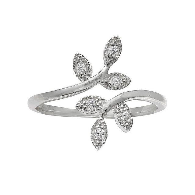 PRIMROSE Sterling Silver Cubic Zirconia Vine Bypass Ring, Womens Product Image