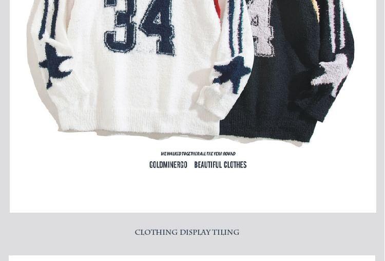 V-Neck Numbering Sweater Product Image