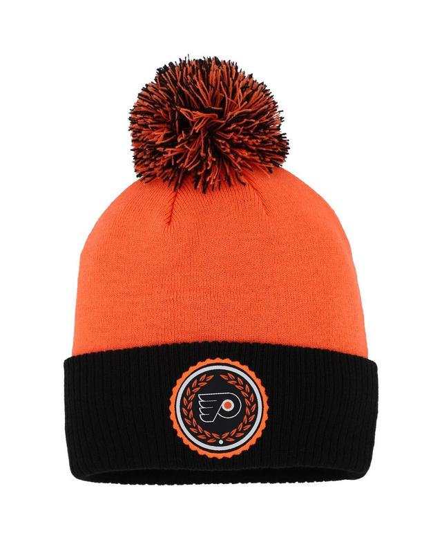 Womens adidas Orange Philadelphia Flyers Laurel Cuffed Knit Hat with Pom Product Image