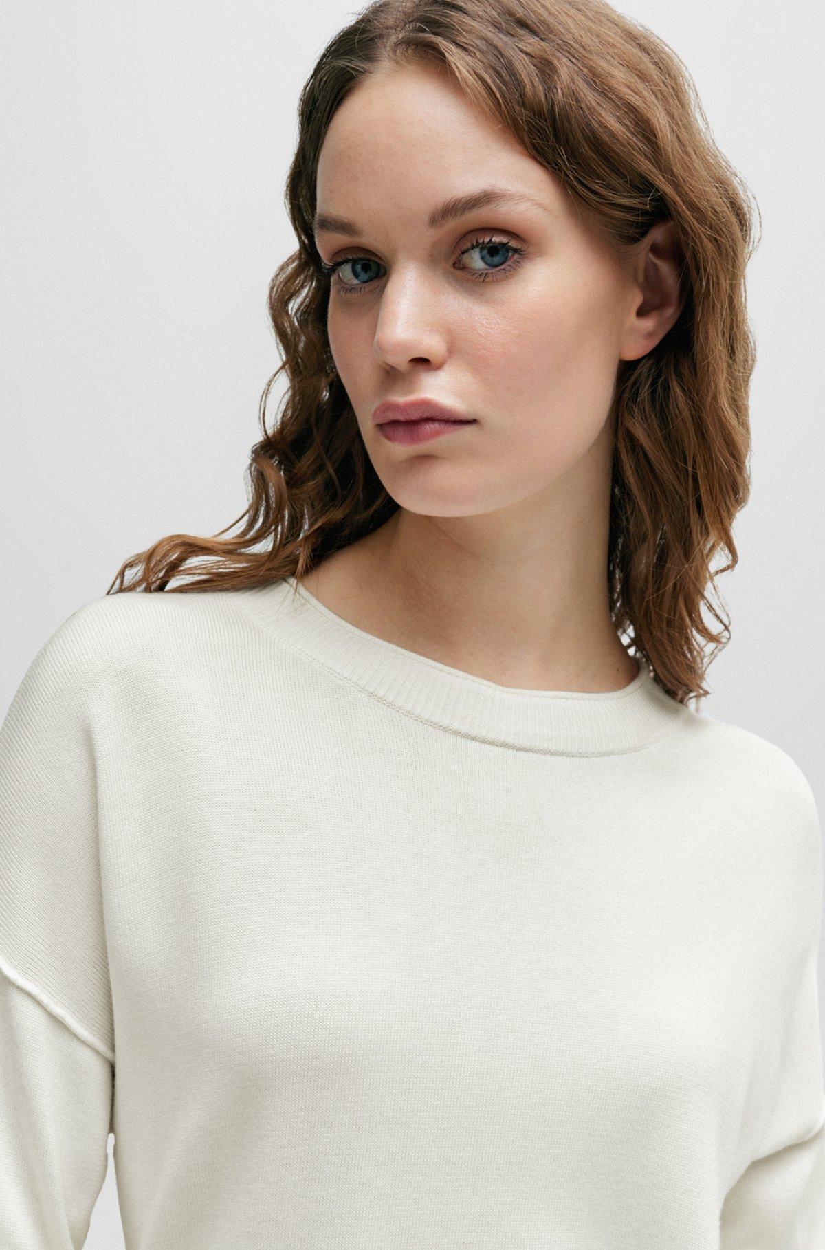 Crew-neck sweater with slit cuffs Product Image