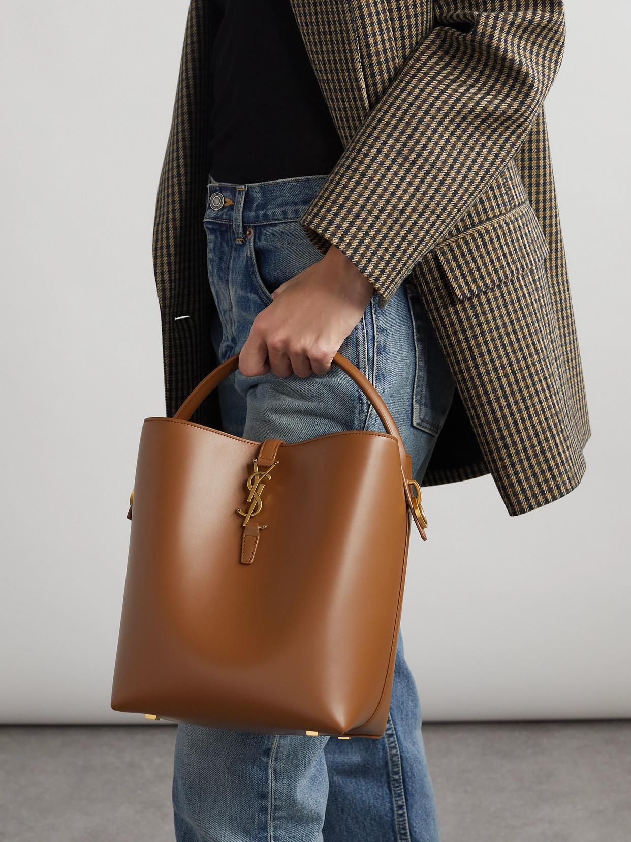 SAINT LAURENT Le 37 Leather Bucket Bag In Brown Product Image