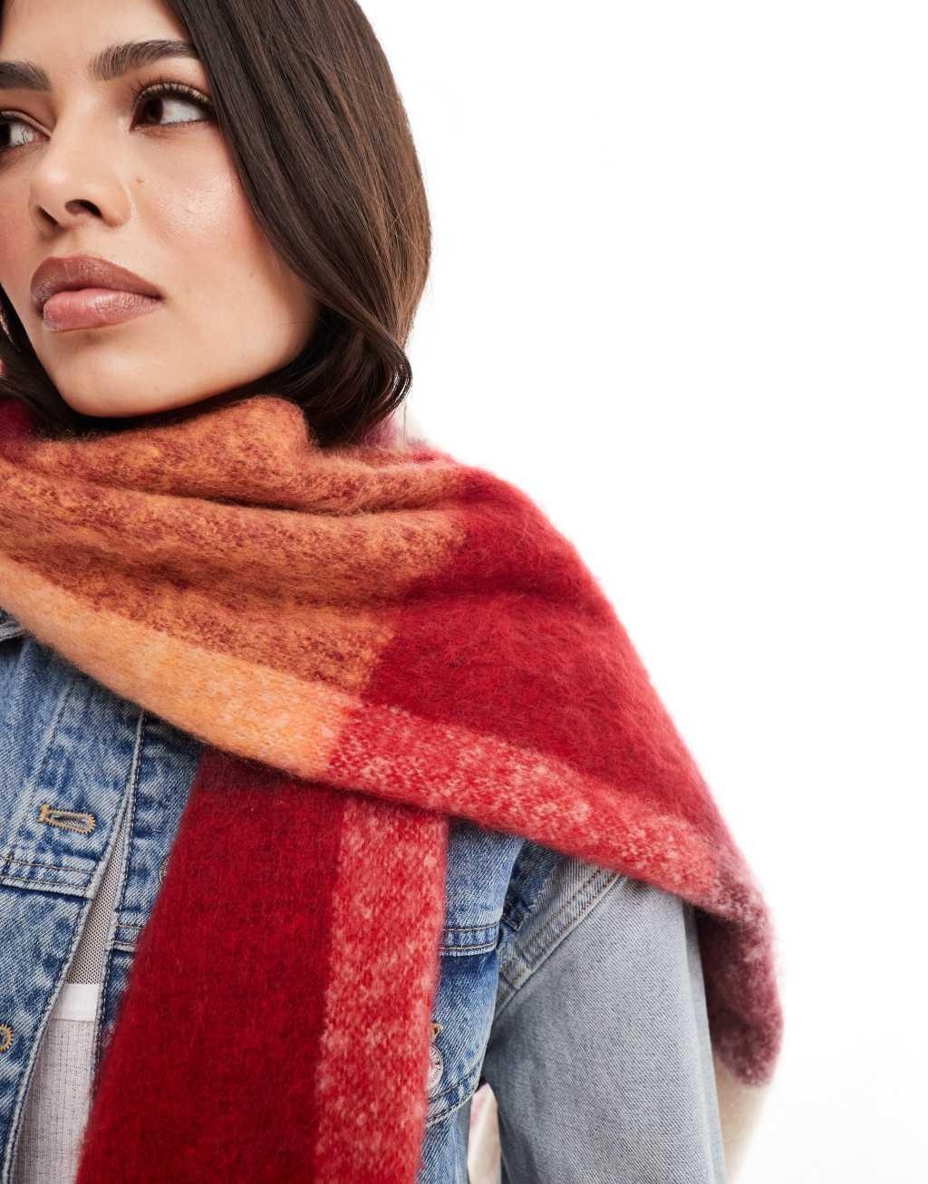 ASOS DESIGN scarf with multi check design Product Image