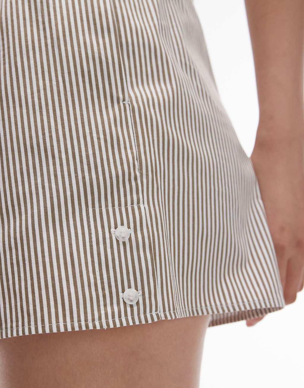 Topshop striped cotton shorts in green - part of a set Product Image