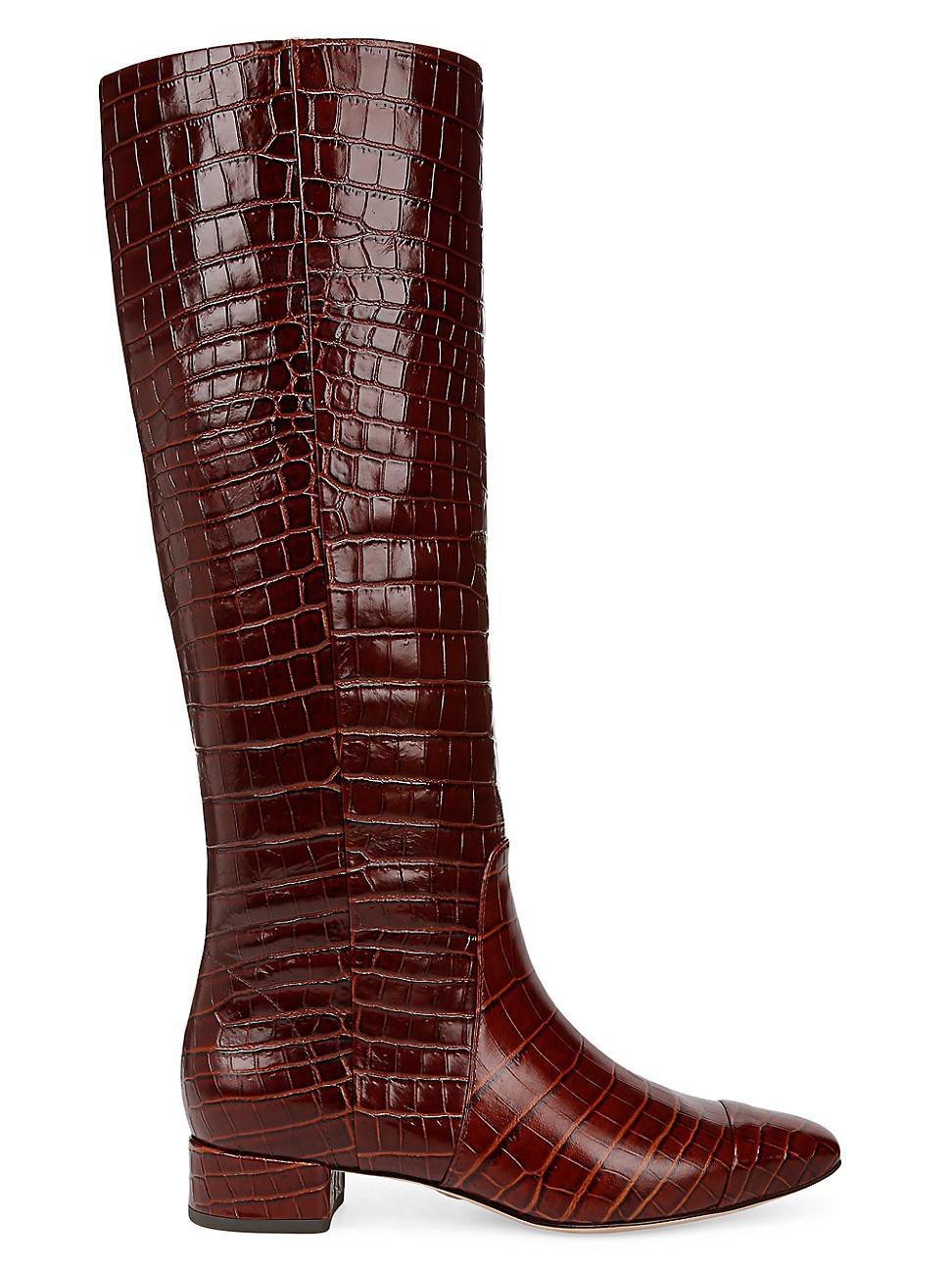 Womens Cecile Croc-Embossed Leather Boots Product Image