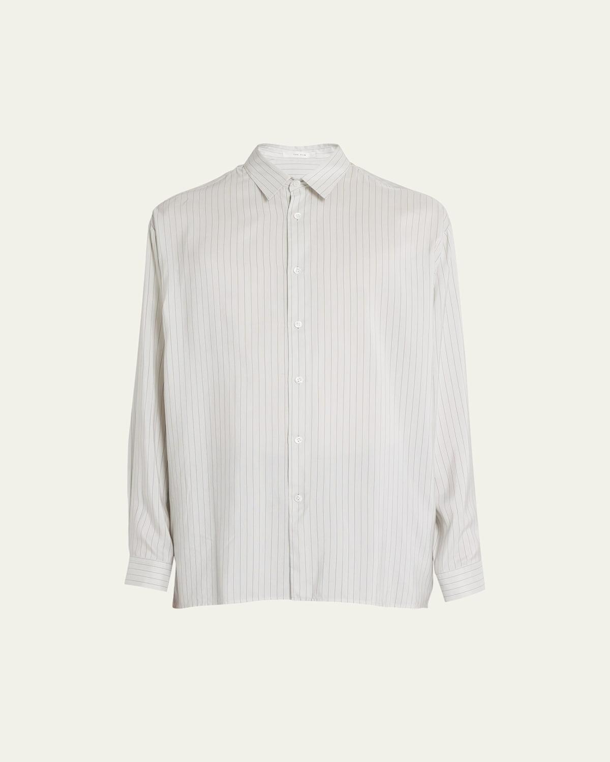 Mens Albie Striped Silk Dress Shirt Product Image