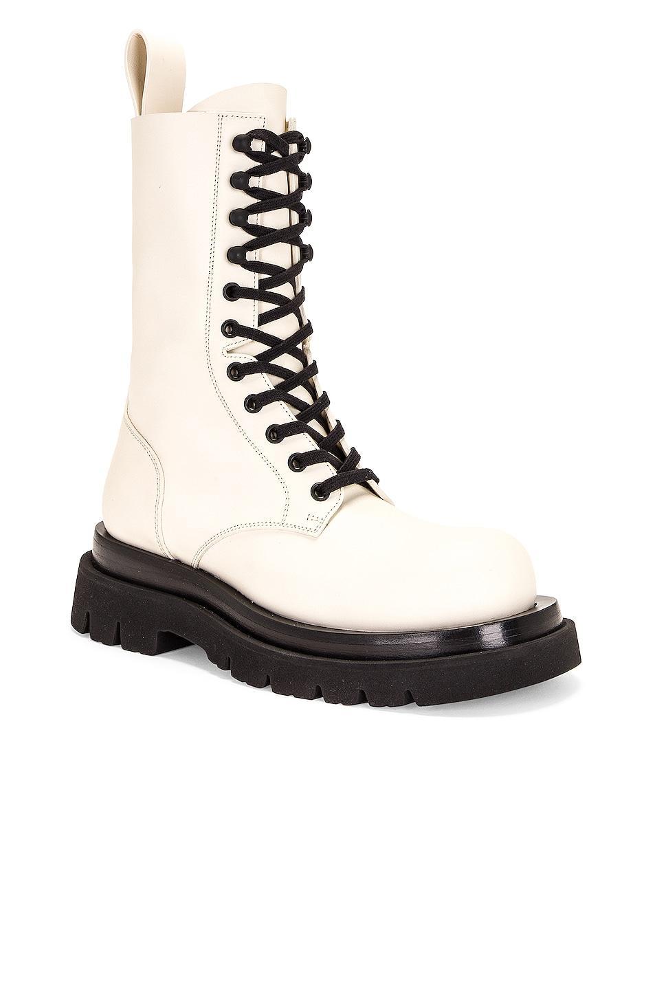 Bottega Veneta Lug Lace Up Boots in Sea Salt & Black - Cream. Size 41 (also in 37, 38, 38.5, 39, 39.5). Product Image