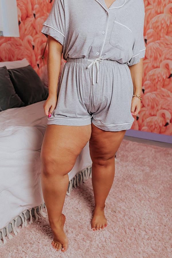 Classic Cuddles Pajama Shorts In Grey Curves Product Image