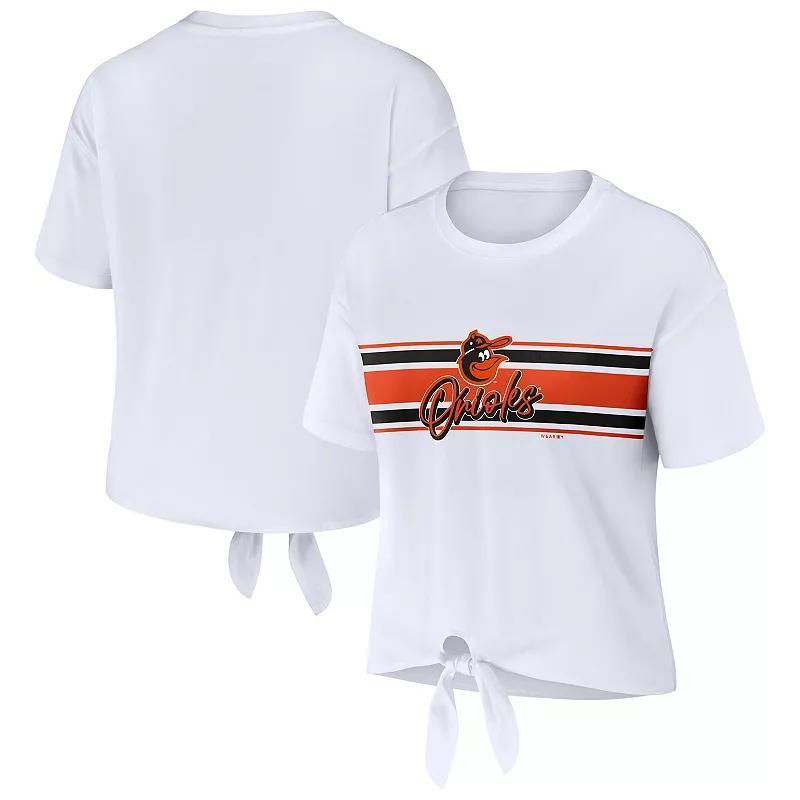 Womens WEAR by Erin Andrews Baltimore Orioles Tie-Front T-Shirt Product Image