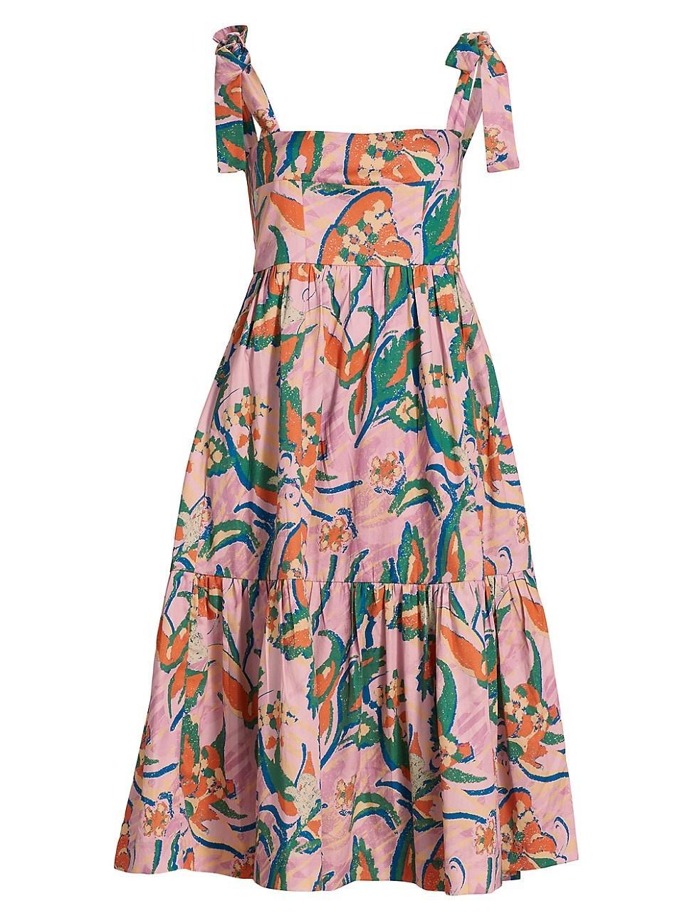 Womens Gabriela Floral Tie-Strap Midi-Dress Product Image