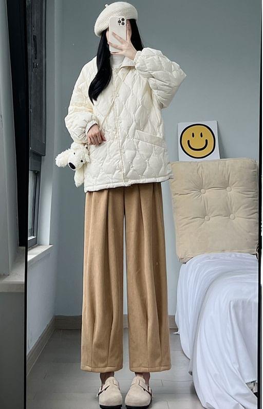 High Rise Plain Wide Leg Pants Product Image