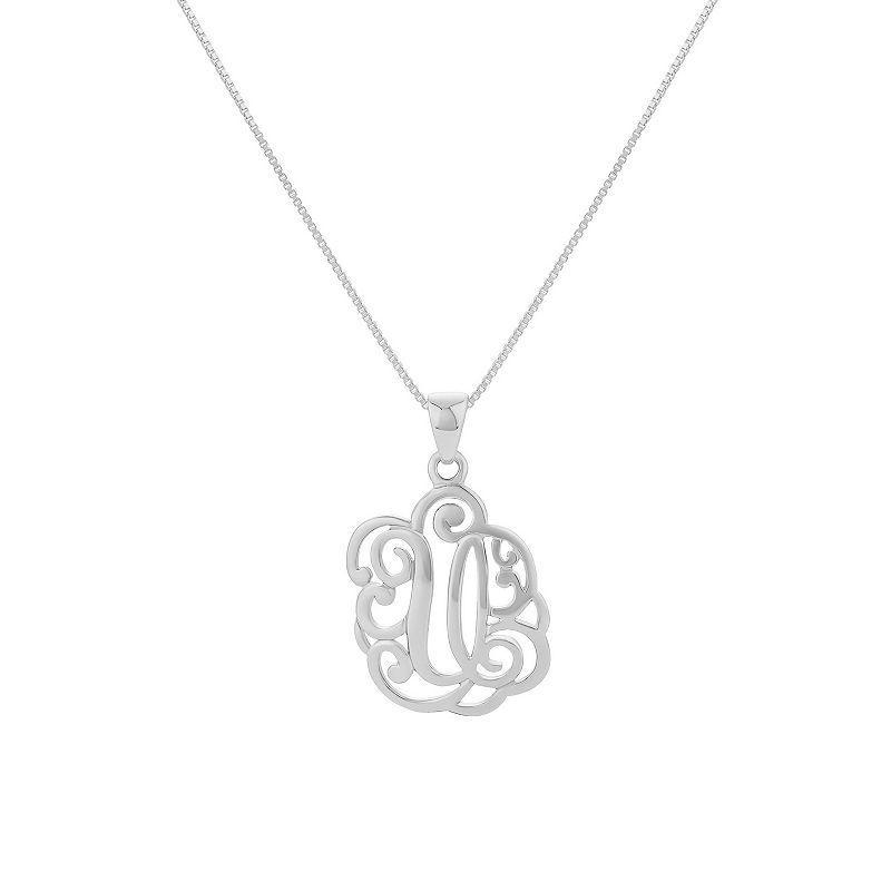 PRIMROSE Sterling Silver Monogram Initial Pendant Necklace, Womens Grey Product Image