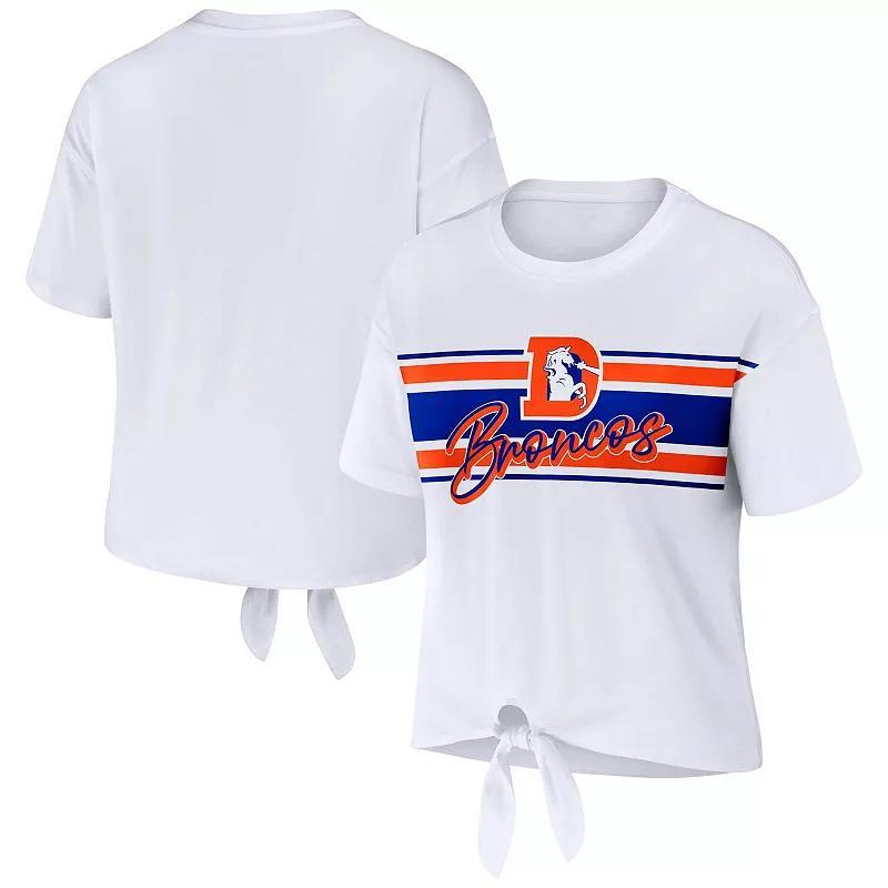 Womens WEAR by Erin Andrews Florida Gators Striped Front Knot Cropped T-Shirt Product Image