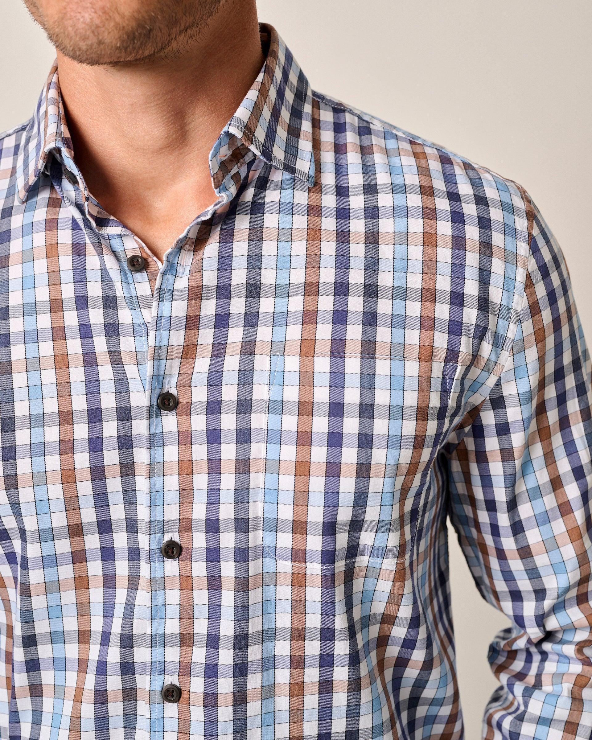 Tucked Cotton Blend Button Up Shirt - Dartmouth Male Product Image