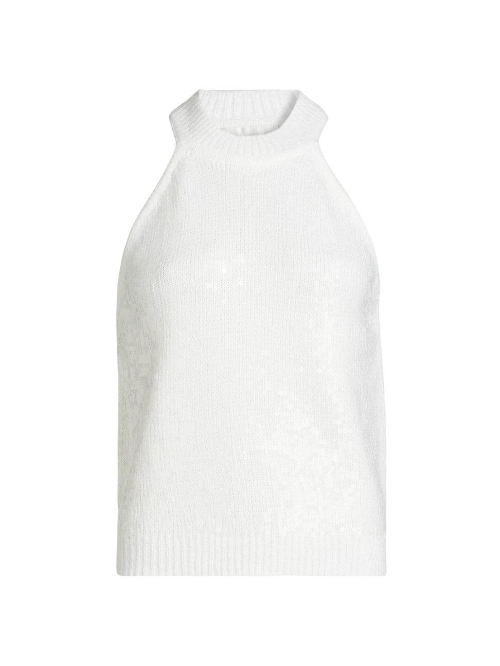 Womens Sequined Knit Halterneck Top Product Image