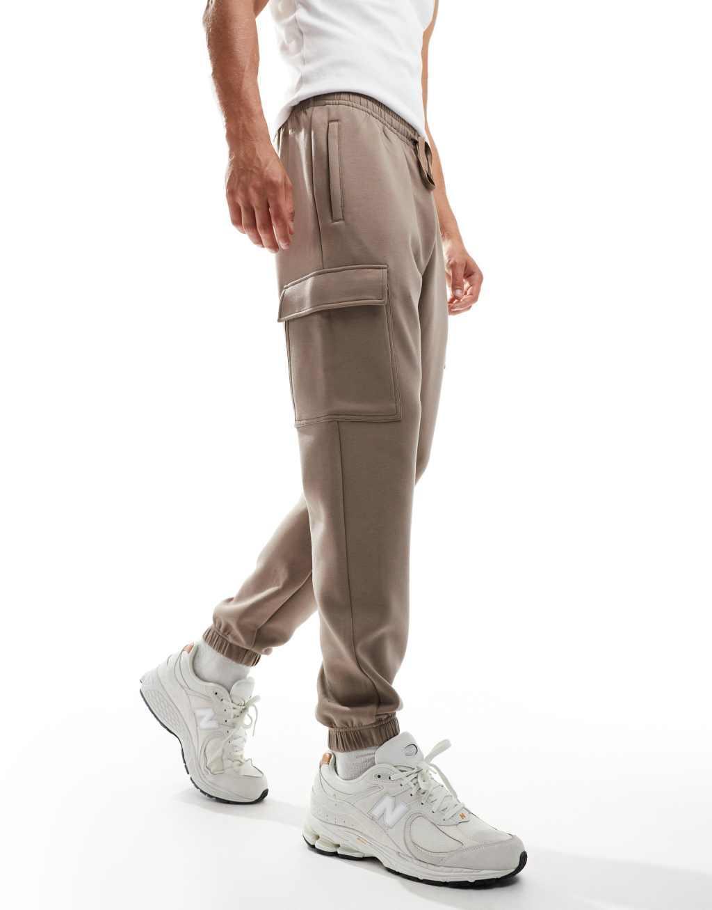 ASOS 4505 Icon training quick dry performance cargo sweatpants in taupe gray Product Image