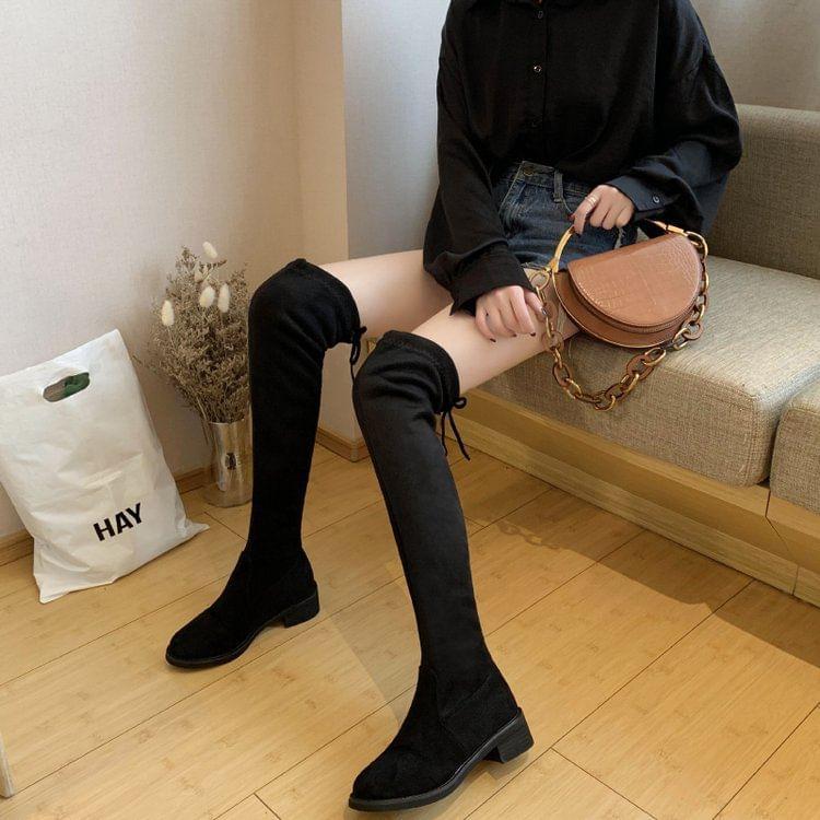 Faux Leather Plain Over-The-Knee Boots product image