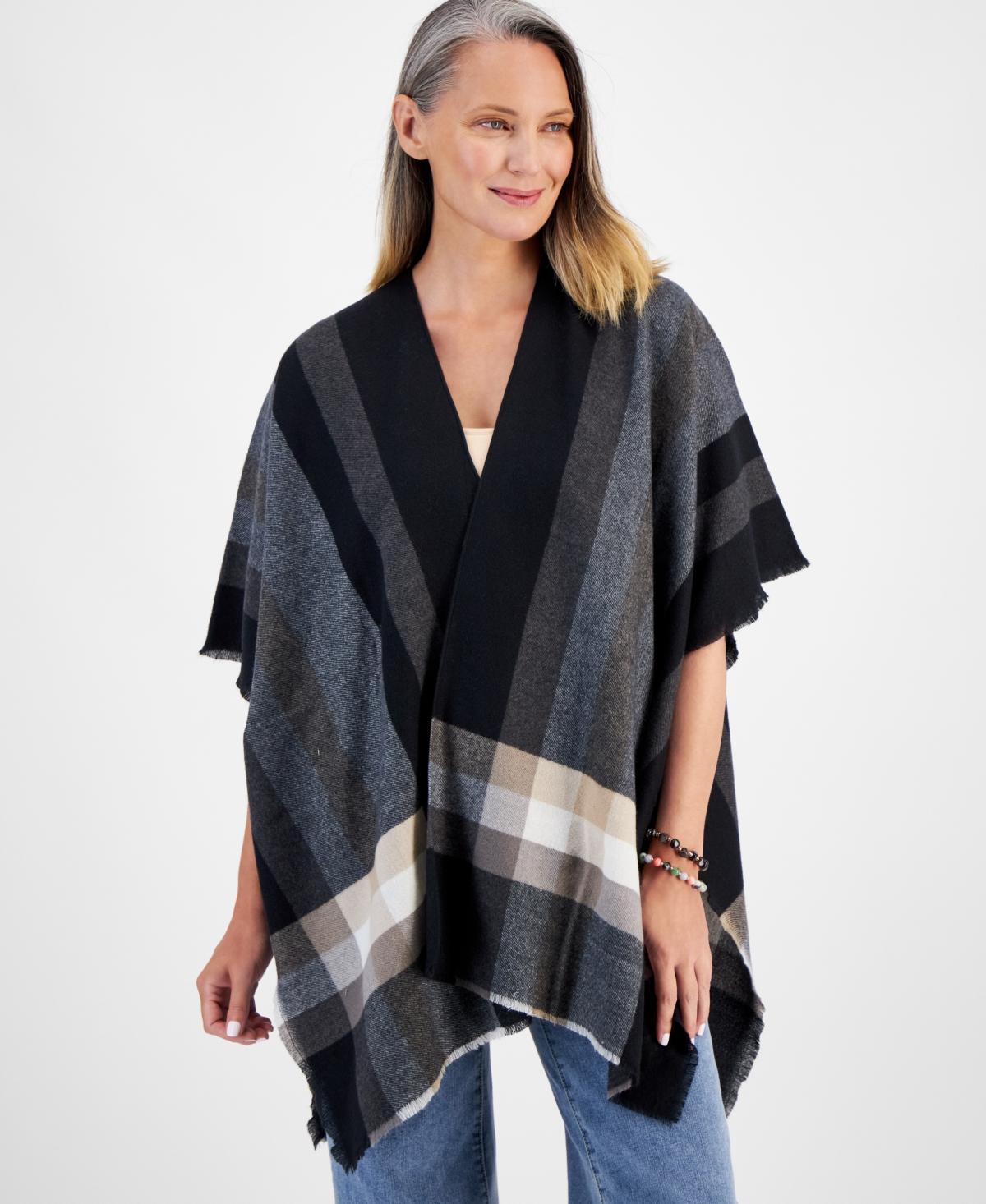 Style & Co Womens Lux Plaid Poncho, Created for Macys Product Image