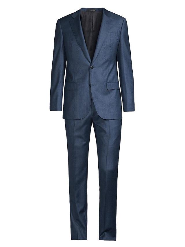 Mens Shaddow Two-Button Classic-Fit Plaid Wool Suit Product Image