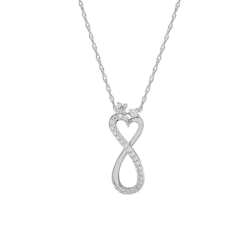 Sterling Silver 1/5 Carat T.W. Diamond Infinity Heart Pendant Necklace, Womens Product Image