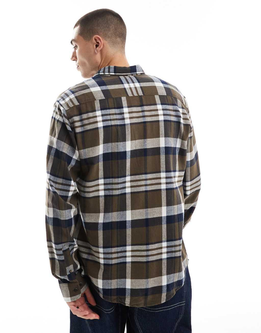 Jack & Jones brushed check shirt in khaki Product Image