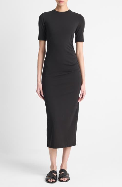 VINCE Short Sleeve Midi Dress In Black Product Image