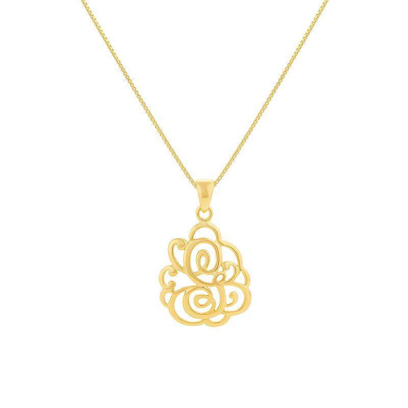 PRIMROSE Sterling Silver Monogram Initial Pendant Necklace, Womens Gold Tone U Product Image