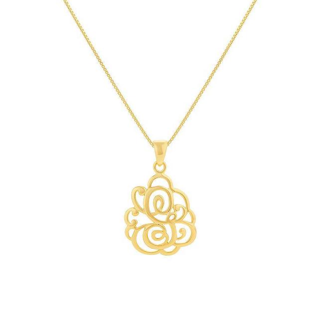 PRIMROSE Sterling Silver Monogram Initial Pendant Necklace, Womens Gold Tone U Product Image