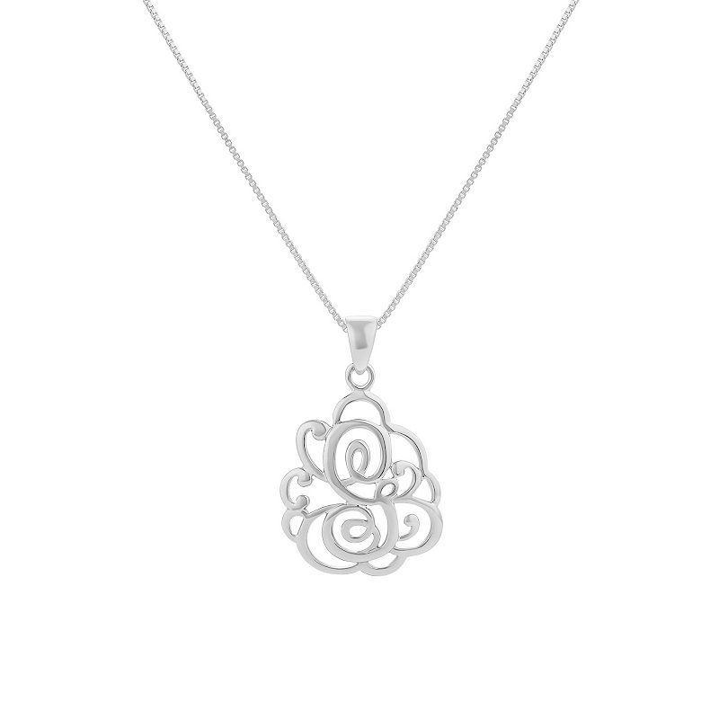 PRIMROSE Sterling Silver Monogram Initial Pendant Necklace, Womens Grey Product Image