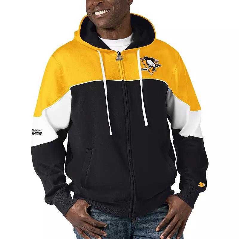 Mens Starter /Gold Pittsburgh Penguins Power Forward Full-Zip Hoodie Product Image