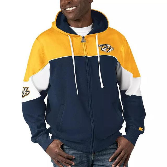 Mens Starter Navy/Gold Nashville Predators Power Forward Full-Zip Hoodie Pdt Blue Product Image