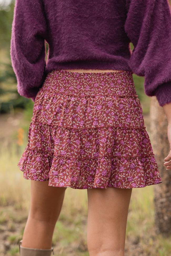 Through The Garden Berry Floral Mini Skort Product Image