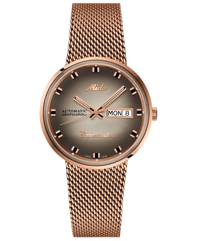 Mido Mens Swiss Automatic Commander Classic Rose Gold-Tone Pvd Stainless Steel Bracelet Watch 37mm - A Special Edition Product Image