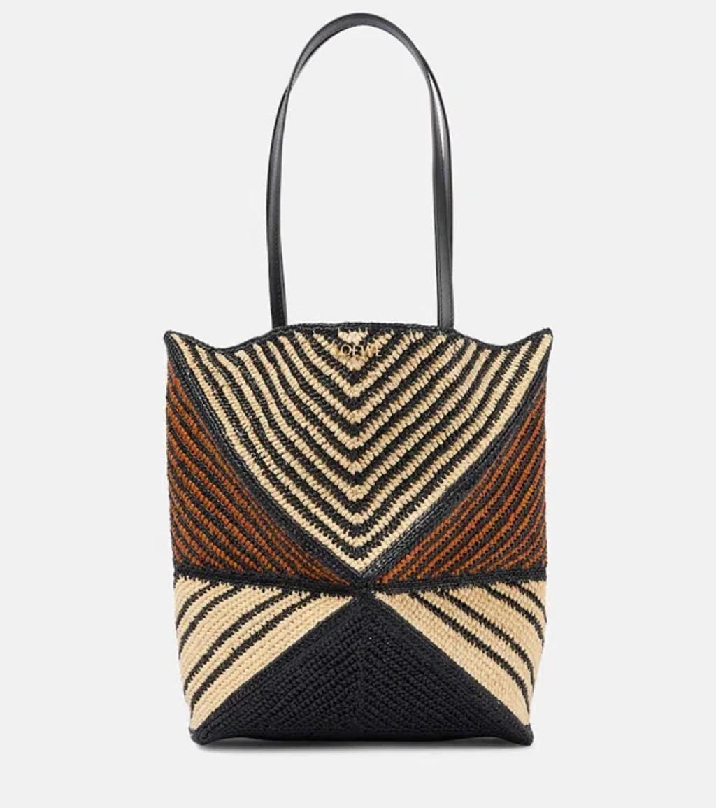 LOEWE Paula's Ibiza Puzzle Fold Medium Raffia Tote Bag In Neutrals Product Image