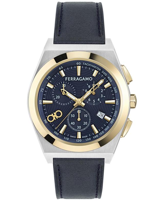 Mens Vega Upper East Chrono Stainless Steel & Leather Watch/ 42MM Product Image