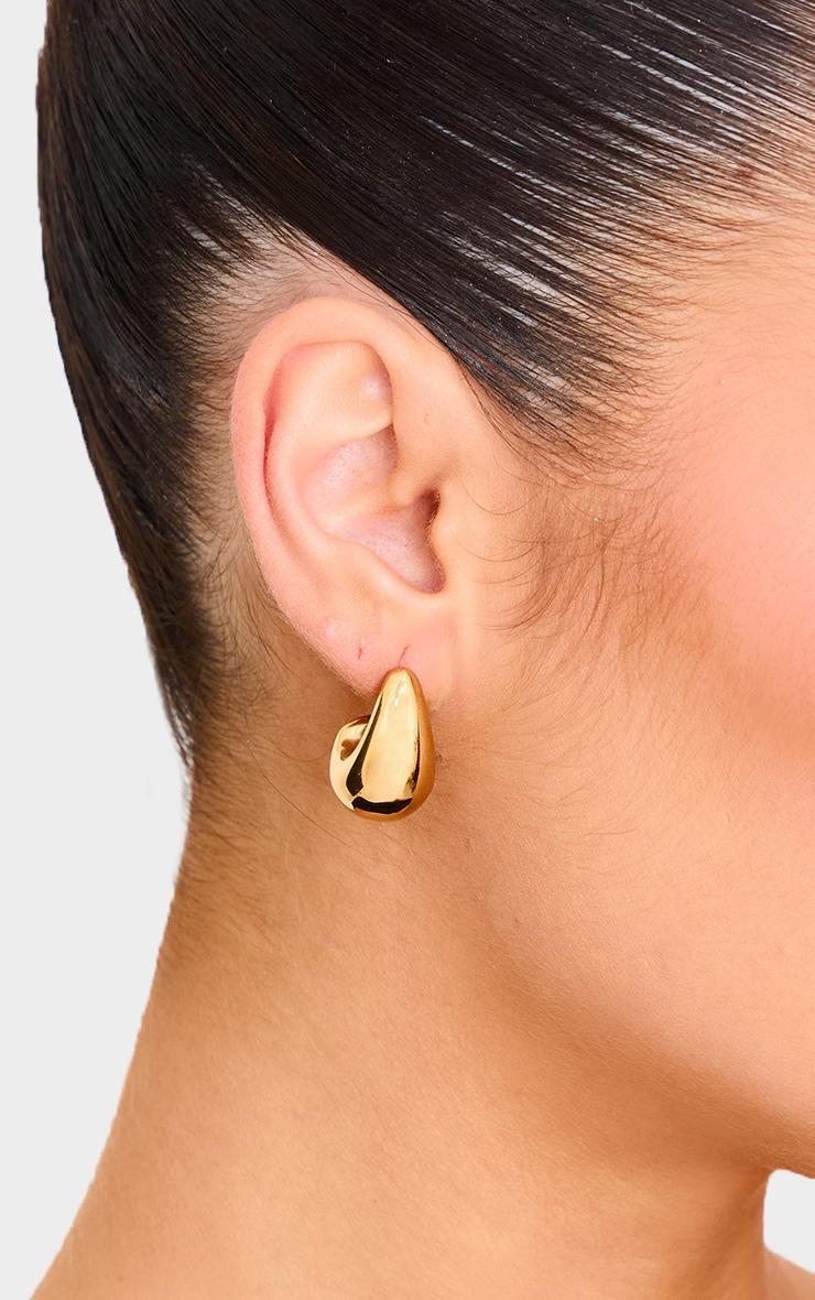 Gold Water Resistant Teardrop Stud Earrings Product Image