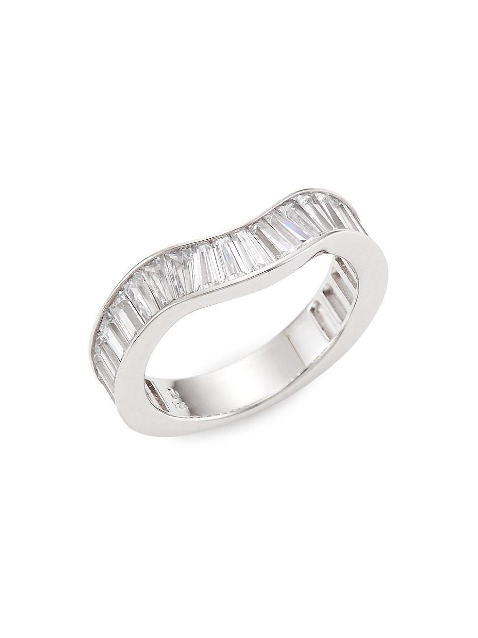 Womens Stacked Sterling Silver & Cubic Zirconia Ring Product Image