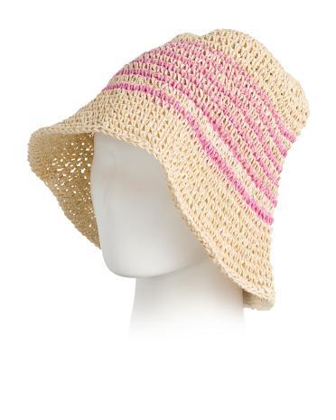 Two Tone Stripe Straw Bucket Hat for Women Product Image