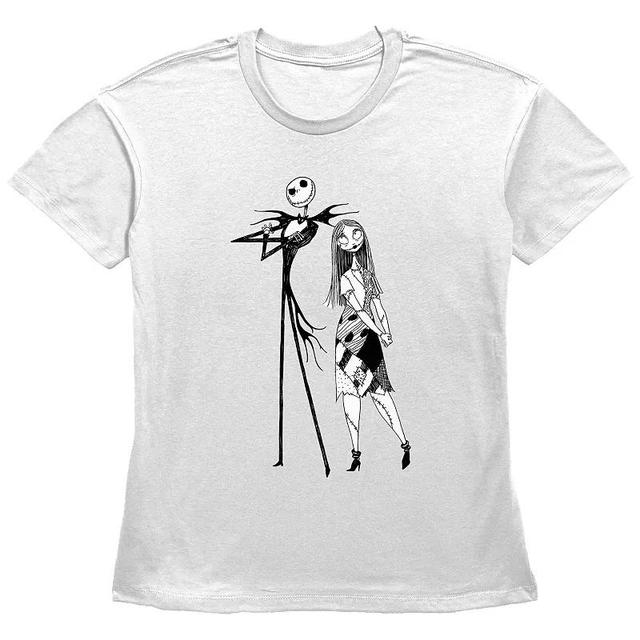 Disneys The Nightmare Before Christmas Juniors Jack And Sally Graphic Tee, Womens Product Image