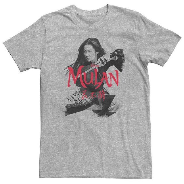 Big & Tall Disney Mulan Live Action Mulan Action Pose Logo Tee, Mens Athletic Grey Product Image