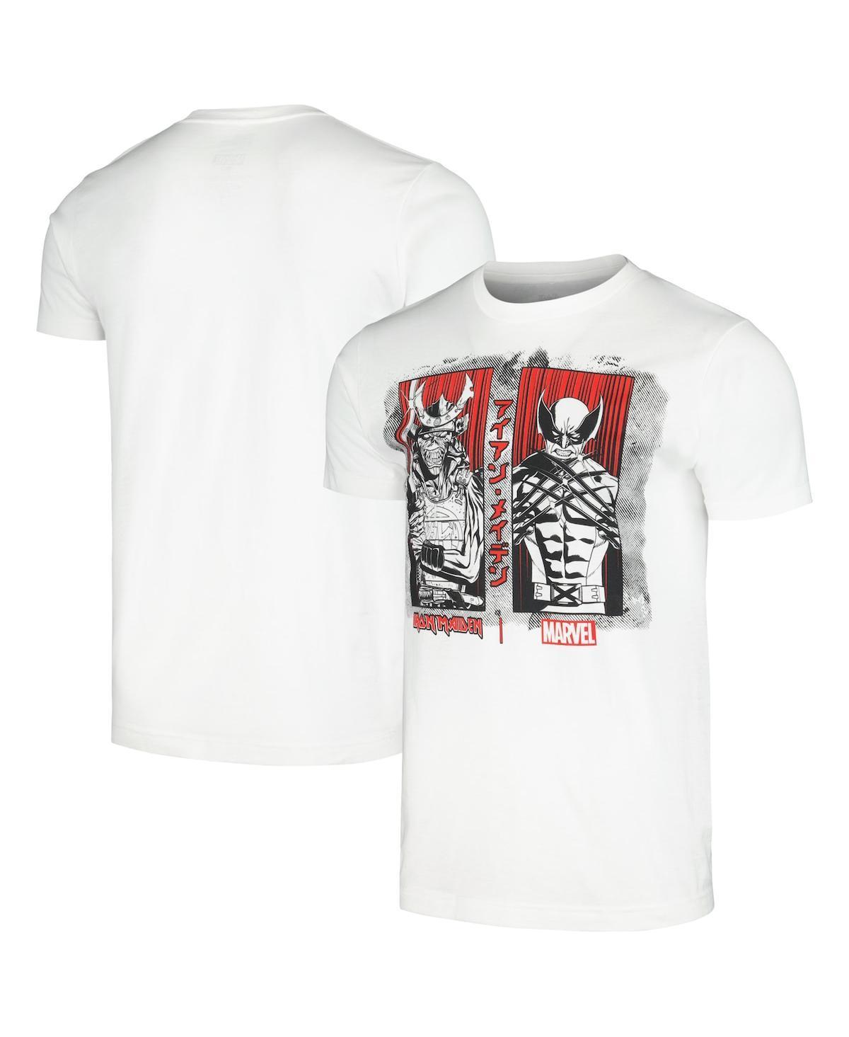 Mens White Iron Maiden Senjutsu Wolverine T-shirt Product Image