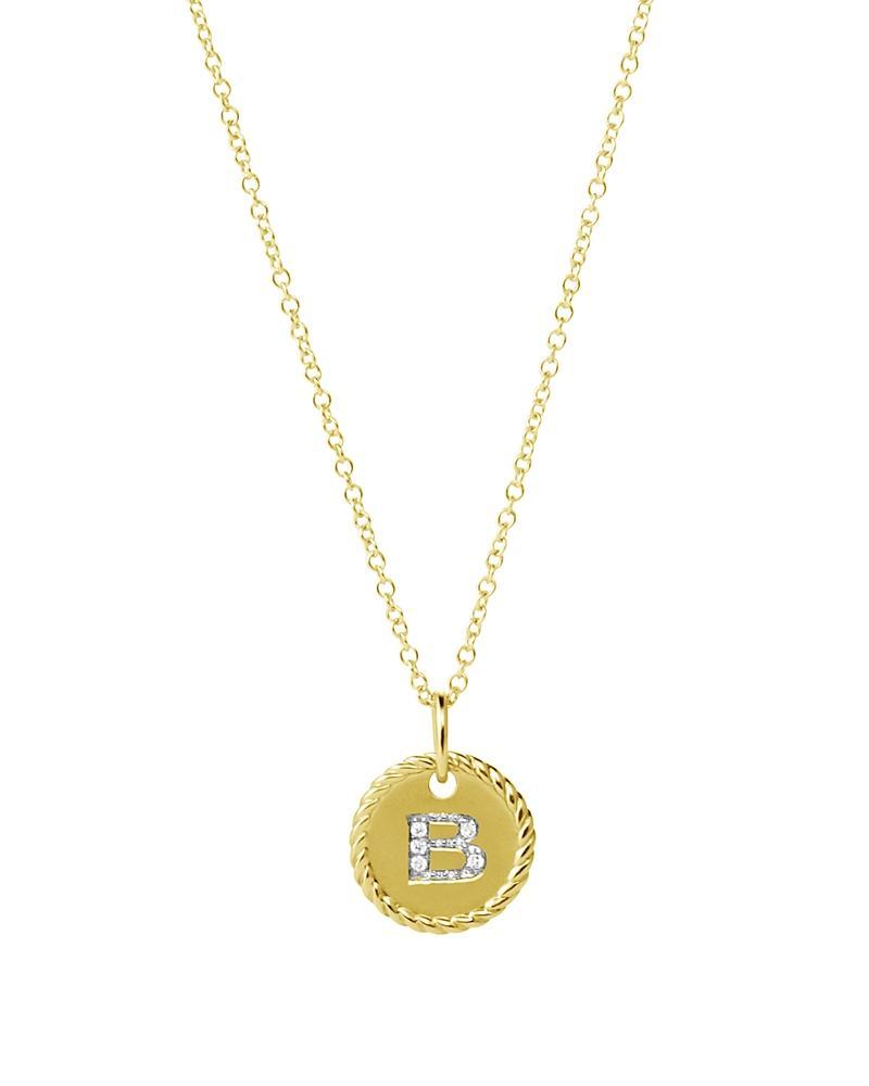 Womens Initial Charm Necklace in 18K Yellow Gold with Pav Diamonds Product Image