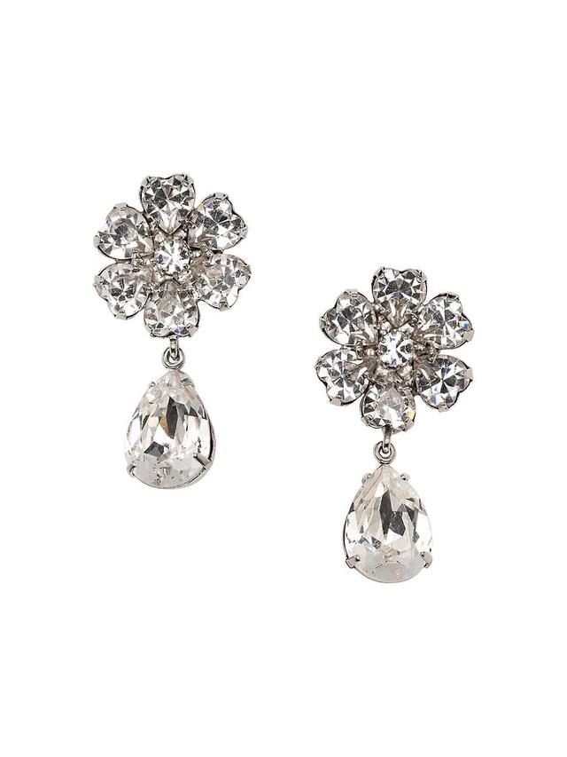 Womens Rhodium-Plated & Crystal Flower Drop Earrings Product Image