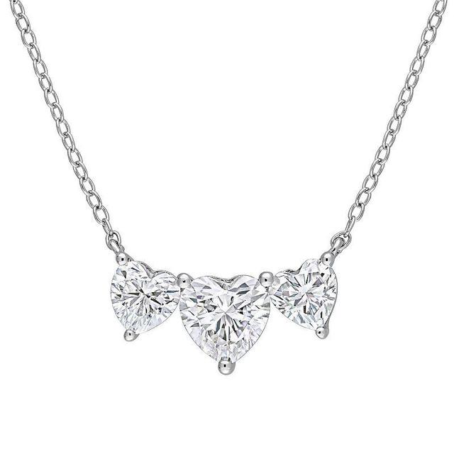 Stella Grace Sterling Silver 2 Carat T.W. Lab-Created Moissanite Triple Heart Necklace, Womens Product Image