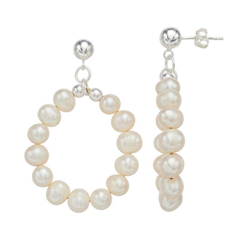 Aleure Precioso Sterling Silver Cultured Freshwater Pearl Circle Drop Earrings, Womens Product Image