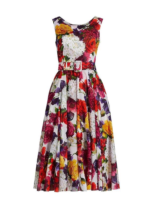 Womens Zinnia Floral Belted Fit & Flare Midi-Dress Product Image