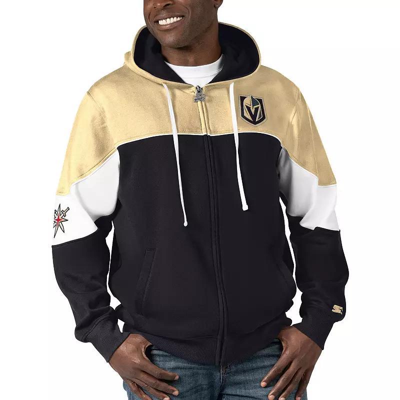 Mens Starter Black/Gold Vegas Golden Knights Power Forward Full-Zip Hoodie Product Image