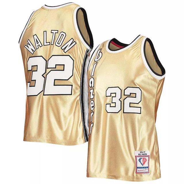 Mens Mitchell & Ness Bill Walton Gold Portland Trail Blazers 75th Anniversary 1976-77 Hardwood Classics Swingman Jersey - Gold Product Image