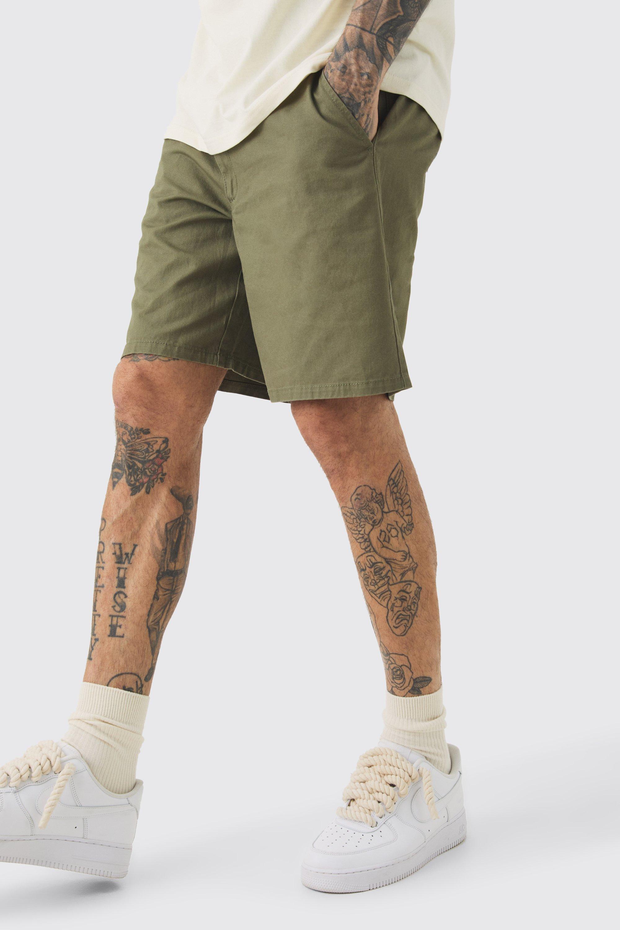 Tall Fixed Waist Khaki Relaxed Fit Shorts | boohooMAN USA Product Image